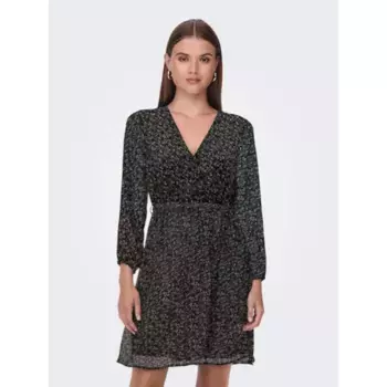 Only платье с принтом "ONLCERA 3/4 SHORT DRESS WVN NOOS", черный