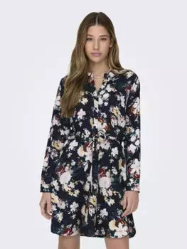 Only платье с принтом "ONLCORY L/S V-NECK TUNIC", цвет Night Sky Aop:Kally Big Flower