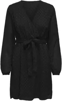 Only платье с запахом "ONLEMMERY LS V-NECK DRESS WVN", черный