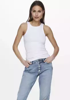 Only ребристая майка "ONLKENYA RIB TANK TOP JRS NOOS", белый