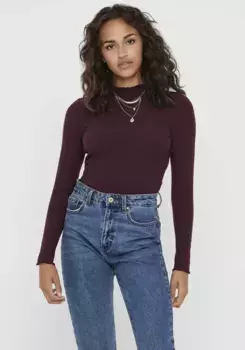 Only рубашка с длинными рукавами "ONLEMMA L/S HIGH NECK TOP", цвет Madder Brown