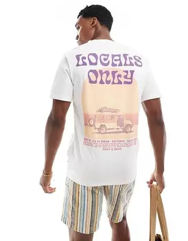 ONLY & SONS – белая футболка стандартного кроя с принтом «Locals Only» на спине