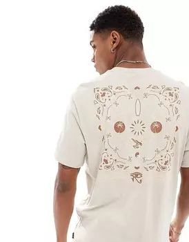 Only & Sons – бежевая футболка обычного кроя с принтом на спине