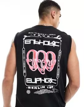 Only & Sons – черная футболка оверсайз с принтом на спине