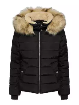 Only стеганая куртка "ONLNEWCAMILLA FUR HOOD JACKET CC OTW", с капюшоном, цвет Black Detail:Nature Fur