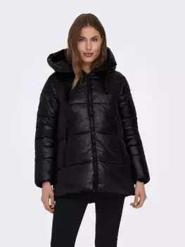 Only стеганая куртка "ONLNEWSCARLETT HOOD PUFFER CC OTW", с капюшоном, черный