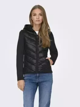 Only стеганая куртка "ONLSOPHIE MIX FITTED HOOD JACKET CC OTW", с капюшоном, черный
