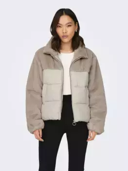 Only стеганая куртка "ONLWANJA FUR PUFFER MIX JACKET CC OTW", цвет Moonbeam