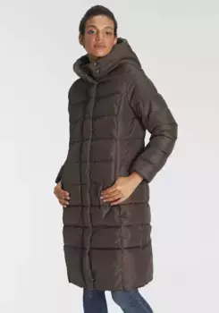 Only стеганое пальто "ONLTINA PUFFER X LONG COAT OTW", с капюшоном, цвет Hot Fudge