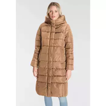 Only стеганое пальто "ONLTINA PUFFER X LONG COAT OTW", с капюшоном, цвет Toasted Coconut