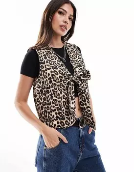 ONLY – Стеганый жилет с леопардовым принтом