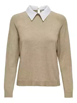 Only свитер с круглым вырезом "ONLANGIE LIFE LS MIX COLLAR CC KNT", цвет Tannin Detail:Melange