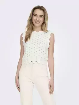 Only свитер с круглым вырезом "ONLLUNA LIFE SL O-NECK TANK NOOS KNT", цвет Cloud Dancer