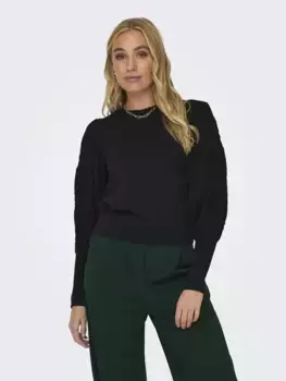 Only свитер с круглым вырезом "ONLMELITA L/S O-NECK PULLOVER KNT NOOS", черный