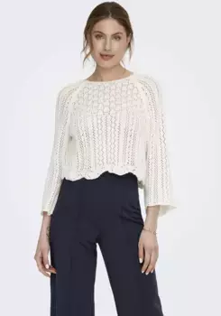 Only свитер с круглым вырезом "ONLNOLA LIFE 3/4 PULLOVER KNT NOOS", цвет Cloud Dancer