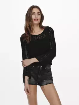 Only свитер с круглым вырезом "ONLNOLA LIFE 3/4 PULLOVER KNT NOOS", черный