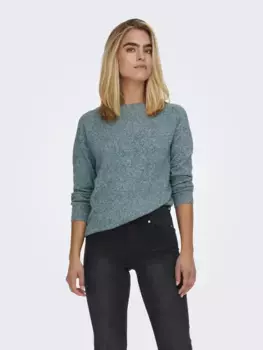 Only свитер с круглым вырезом "ONLRICA LIFE L/S PULLOVER KNT NOOS", цвет Sea Moss Detail:W. Melange