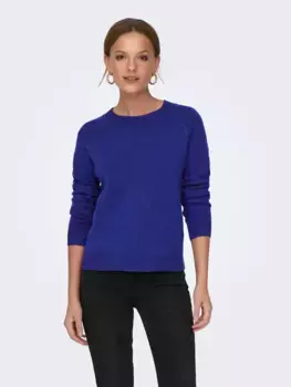 Only свитер с круглым вырезом "ONLRICA LIFE L/S PULLOVER KNT NOOS", цвет Surf The Web Detail:W. Melange