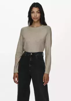 Only свитер с круглым вырезом "ONLRICA LIFE L/S PULLOVER KNT NOOS", бежевый