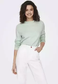 Only свитер с круглым вырезом "ONLRICA LIFE L/S PULLOVER KNT NOOS", цвет Mist Green Detail:Melange