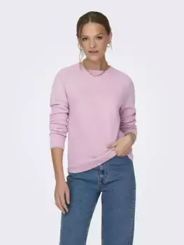 Only свитер с круглым вырезом "ONLRICA LIFE L/S PULLOVER KNT NOOS", цвет Pastel Lavender Detail:W. Melange