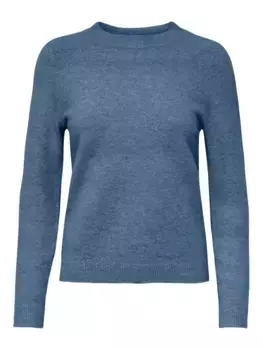 Only свитер с круглым вырезом "ONLRICA LIFE L/S PULLOVER KNT NOOS", цвет Coronet Blue Detail:W. Melange