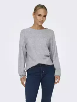 Only свитер с круглым вырезом "ONLRICA LIFE L/S PULLOVER KNT NOOS", серый