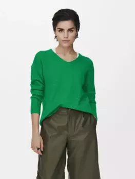 Only свитер с V-образным вырезом "ONLCAMILLA V-NECK L/S PULLOVER KNT NOOS", зеленый