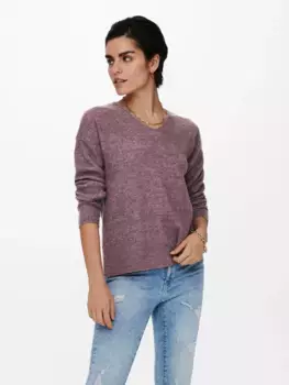 Only свитер с V-образным вырезом "ONLCAMILLA V-NECK L/S PULLOVER KNT NOOS", цвет Rose Brown Detail:Melange