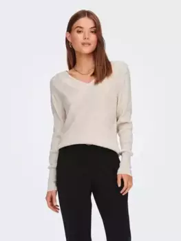 Only свитер с V-образным вырезом "ONLNEW TESSA L/S V-NECK PULLOVER NCA KNT", цвет Pumice Stone Detail:Melange