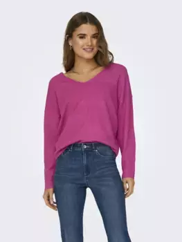 Only свитер с V-образным вырезом "ONLRICA LIFE L/S V-NECK PULLO KNT NOOS", малиновый