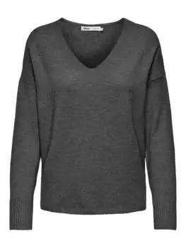 Only свитер с V-образным вырезом "ONLRICA LIFE L/S V-NECK PULLO KNT NOOS", серый