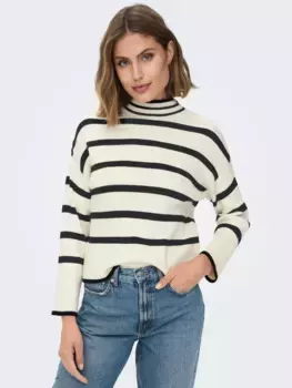 Only свитер с воротником-стойкой "ONLIBI L/S HIGNECK PULLOVER", цвет Whitecap Gray Stripes