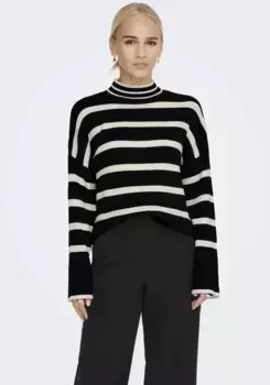 Only свитер с воротником-стойкой "ONLIBI L/S HIGNECK PULLOVER", цвет Black Stripes