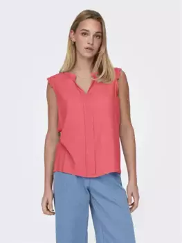 Only топ-рубашка "ONLKIMMI S/L TOP WVN NOOS", коралловый