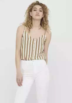 Only топ-спагетти "ONLASTRID SINGLET WVN NOOS", с пуговицами, бежевый