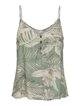 Only топ-спагетти "ONLPALINA LIFE SINGLET PTM", цвет Hedge Green Aop:Lovely Palm