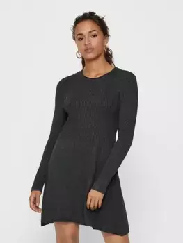 Only трикотажное платье "ONLALMA L/S O-NECK DRESS KNT NOOS", серый