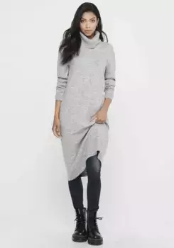 Only трикотажное платье "ONLBRANDIE L/S ROLL NECK DRESS", серый