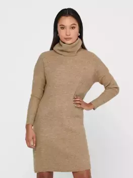 Only трикотажное платье "ONLJANA L/S COWLNCK DRESS", цвет Col. Indian Tan