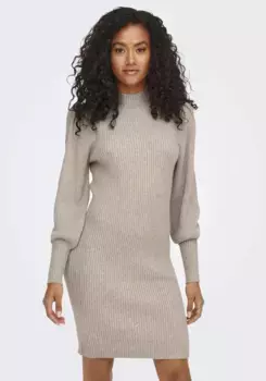 Only трикотажное платье "ONLKATIA L/S DRESS KNT NOOS", цвет Mocha Meringue Melange