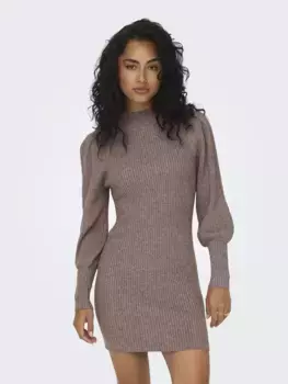 Only трикотажное платье "ONLKATIA L/S DRESS KNT NOOS", коричневый