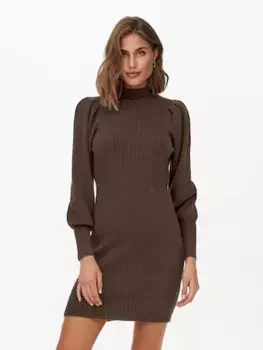 Only трикотажное платье "ONLKATIA L/S DRESS KNT NOOS", цвет Chestnut Detail:W. Melange