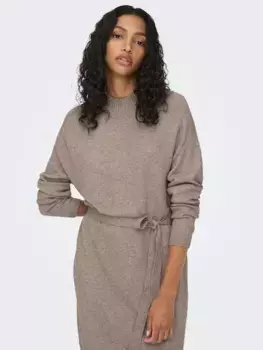 Only трикотажное платье "ONLLEVA L/S BELT DRESS EX KNT", бежевый
