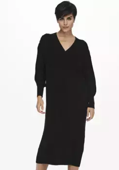 Only трикотажное платье "ONLNEW TESSA L/S MIDI V DRESS", черный