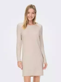 Only трикотажное платье "ONLRICA LIFE L/S O-NECK DRESS KNT NOOS", цвет Birch