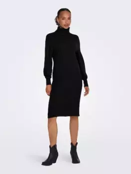 Only трикотажное платье "ONLSASHA L/S ROLLNECK DRESS NCA KNT", черный
