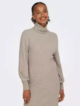 Only трикотажное платье "ONLSASHA L/S ROLLNECK DRESS NCA KNT", цвет Mocha Meringue Detail:W. Melange