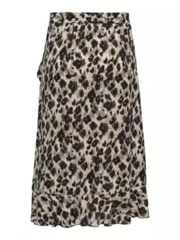 Only юбка с запахом "ONLCARLY LOUNCE LOUNCE SKIRT", цвет Cloud Dancer Aop:Nature Leo