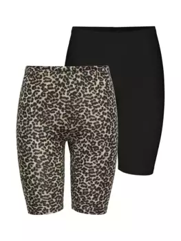 Only велосипедки "ONLLIVE LOVE AOP CITY SHORTS 2-PACK JRS" (комплект, 2 шт.), цвет Black Pack:Gingerroot Tikkie Leo